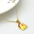 Collana con ciondolo Babbo Natale dorato in smalto rosso e bianco con catena sottile - Lettera E