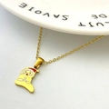 Collana natalizia dorata con pendente Babbo Natale e calza in smalto rosso e bianco - Lettera F