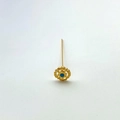 Orecchino a perno placcato oro 18 carati a forma di ingranaggio con inserto in turchese - Stile Disco Blu
