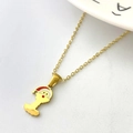 Collana dorata in acciaio inossidabile con ciondolo a forma di Babbo Natale in smalto - Lettera I