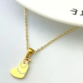 Collana di Natale dorata con ciondolo smaltato Babbo Natale e calza su catena O - Lettera J