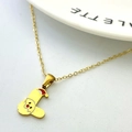 Collana natalizia dorata con ciondolo Lettera L e design Babbo Natale in smalto - Lettera L