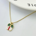 Christmas gift box pendant necklace with red and white enamel on a golden box chain - Red White Gift Box Style (Variant K)