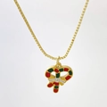 Golden candy cane necklace with red and green enamel for Christmas gift decor - Gingerbread Man And Candy Cane Style (Variant M)