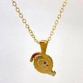 Collana con ciondolo Babbo Natale dorato con smalto rosso e catena a maglia O - Lettera Q