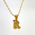 Collana natalizia con lettera R dorata caratterizzata da un simpatico motivo Babbo Natale - Lettera R