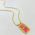 Collier tarot œil du diable or 18K avec émail rouge et cristaux de zircone - Style Œil Émail Rouge (Style C)