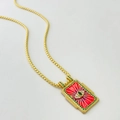 Collier tarot œil protecteur plaqué or 18K avec émail rouge et cristaux verts brillants - Style Œil Émail Rouge-Vert (Style D)