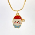 Golden box chain necklace with a cute snowman pendant for Christmas holiday jewelry - Blue Scarf Snowman Style (Variant C)