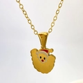 Collana con ciondolo a forma di Babbo Natale dorato e dettagli in smalto colorato - Lettera U