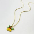 Christmas jingle bell necklace in gold finish with red and green enamel pendant - Christmas Bell Design (Style M)