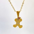 Pendente omino di pan di zenzero natalizio su collana in acciaio inossidabile oro - Lettera X