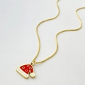 Golden stainless steel necklace with red and white enamel Santa hat pendant - Polka Dot Christmas Hat Style (Style P)