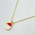 Christmas Santa Claus pendant necklace with golden box chain and red enamel details - Classic Santa Claus Head Style (Variant E)