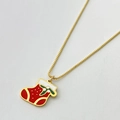 Christmas stocking pendant necklace with red oil drip and gold box chain for women - Christmas Stocking Style (Style Q)