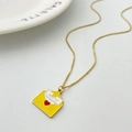 Golden Christmas envelope necklace with Merry Christmas card and red heart pendant - Blessing Envelope Style (S Style)