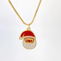 Golden necklace with a cute colorful cartoon Santa Claus pendant for Christmas holidays - Yellow Goggles Santa Style (Variant H)