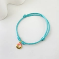 Blue woven cord bracelet with pink enamel donut charm and Sweet engraving - Sweet Pink Donut - Lake Blue Rope (11)