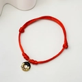 Adjustable red rope bracelet with a gold ring charm featuring black enamel and Sweet engraving - Sweet Black Donut - Red Rope (21)
