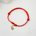 Adjustable red cord bracelet with gold star and moon charms encrusted with cubic zirconia - Zirconia Moon Sun - Red Rope (22)