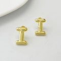 Polished gold initial I stud earrings for women with minimalist aesthetic design - Gold I