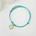 Handmade turquoise woven rope bracelet with gold ring pendant and cubic zirconia stone - Zirconia Circle Ring - Lake Blue Rope (14)