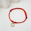 Handcrafted red cord bracelet featuring a micro-pave zircon round charm and adjustable knot - Zirconia Circle Ring - Red Rope (24)