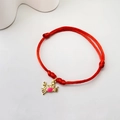 Handmade red braided cord bracelet with a gold-plated pink enamel crab charm - Pink Crab - Red Rope (17)