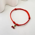 Handmade red cord lucky bracelet with a sparkling cherry pendant and adjustable sliding knot - Zirconia Cherry - Red Rope (16)