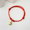 Red braided rope bracelet featuring a golden star charm with an adjustable sliding knot - Gold Star - Red Rope (20)