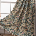 Vintage floral jacquard curtain in sage green with elegant beige tassels for home decor - 150x160cm / Jacquard Carnation (Rod Pocket)