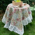 Rond bloemig tafelkleed met elegante kanten randen voor vintage tuinfeestjes buiten - 140-260 / Roze Lelie Jacquard Roes