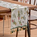 Camino de mesa vintage europeo verde con jacquard floral y borlas decorativas en la mesa - Tamaño Mini / Estilo Bulbo de Narciso
