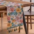 Camino de mesa floral con flecos y borlas, estilo rústico americano con patrón de margaritas - Tamaño Mini / Estilo Flores Multicolor