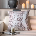 Kussenhoes met Europees damastpatroon van donkerrood en beige satijn-jacquard stof - 30x50cm / Bruin