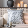 Grijze en witte Europese damast jacquard kussenhoes op een sofa in de woonkamer - 30x50cm / Grijs