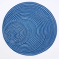 Set di tre tovagliette tonde intrecciate bianche e blu con isolamento termico - Mini / Blu
