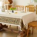 Mantel rectangular floral beige con encaje de jacquard para decoración de mesa cálida - 140x100 / Blanco Crema Mariposa Amarillo