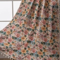 Floral print curtain with white tassel fringe featuring colorful daisies on fabric - Jacquard Colorful Flower Rice Broom Handle / Custom Size