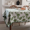 Italian style jacquard tablecloth with green floral pattern and scalloped edges - 60x60 / Jacquard Green Rose Green Edge