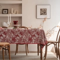 Jacquard-Tischdecke in Rot und Weiß mit Pompons und Blumenmuster für rechteckige Tische - Jacquard Rote Kokospalme Roter Rand / 60-60