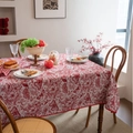 Rood en wit jacquard tafelkleed met vlinderbloemenpatronen en golvende randen - 60cmx60cm / Jacquard Rood Vlinder Geborduurde Schulprand