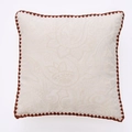 Moderner Jacquard-Kissenbezug mit Paisley-Muster in Creme und braunem Zierrand - 30x50cm / Creme Jacquard