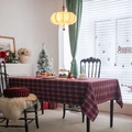 Nappe épaisse en laine à carreaux rouges et verts pour la décoration de table de Noël - 90cm Rond / Rouge Jujube à Carreaux Effet Laine Sans Dentelle