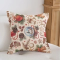 Weihnachtliches Jacquard-Zierkissen mit festlichen Zapfen und Glocken auf einem Sofa - Jacquard Goldfaden Kristallkugel / 60x60 Nur Kissenbezug