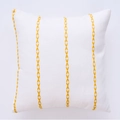 Housse de coussin en toile blanche avec broderies géométriques jaunes élégantes - 30cm x 50cm / Jaune