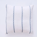 Housse de coussin blanche moderne avec motif de feuilles brodé bleu foncé vertical - 30cm x 50cm / Gris