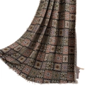 Bohemian geometric woven jacquard curtain with colorful retro squares and fringe - 150x160cm / Jacquard Black Geometric Rod Pocket
