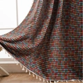 Ethnic bohemian geometric jacquard curtain with colorful weave pattern and fringe tassels - 150x160cm / Multicolor Woven (Rod Pocket)