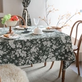French vintage dark green tablecloth with white floral patterns for rectangular dining tables - Dark Green Without Lace Edge / 60x60cm